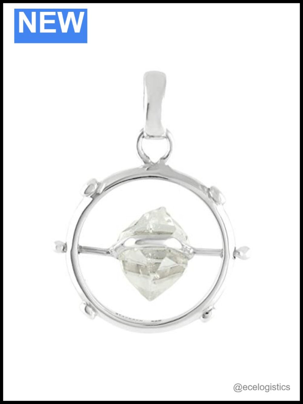 Herkimer Diamond Spinner Pendant Sterling Silver